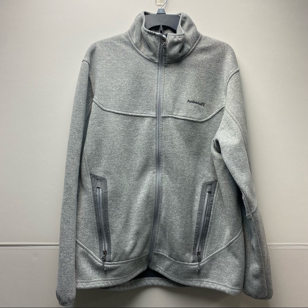 Avalanche Jacket Mens Fleece Gray Outdoor Full Zip Jacket Long Sleeve Size Large